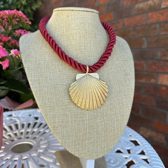 Seashell Gold Red Rope Chain Earrings Necklace Earrings Set - Picture 6 of 17